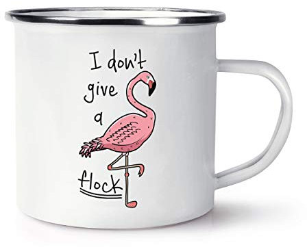 Flamingo I Don't Give A Flock Retro Enamel Mug Cup