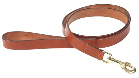 Shires Flat Leather Dog Lead Large Tan