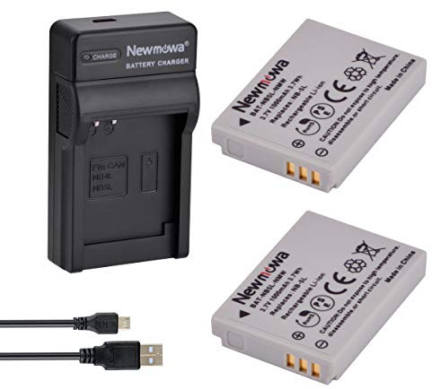Newmowa NB-5L Akku (2er-Pack) und USB-Ladegerät Set für Canon NB-5L | Kompatibel mit Canon PowerShot S100,S110,SD700 IS,SD790 IS,SD800 IS,SD850 IS,SD870 IS,SD880 IS,SX200 IS,SX210 IS,SX230 HS