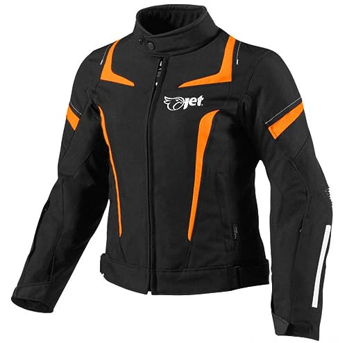Jet Giacca Moto Donna Con Protezioni 4 Stagioni Cordura Impermiabile Tessile ELEKTRA (XL (IT 46-48), Arancia)