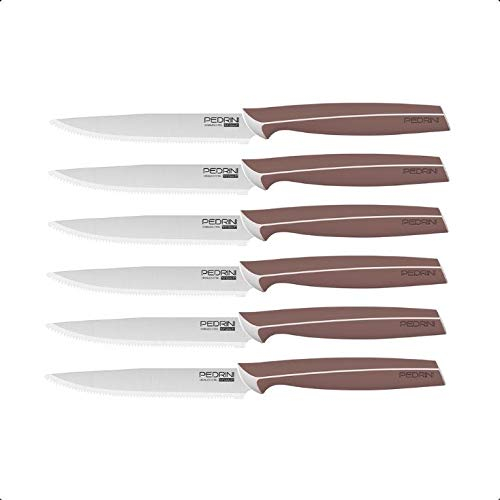 Set 6 Coltelli da Cucina Bistecca in acciaio master colore Tortora Pedrini