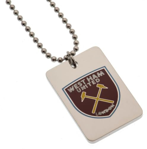 West Ham United FC - Wappen - Erkennungsmarke und Kette, Emaille (Einheitsgröße) (Silber/Braun)
