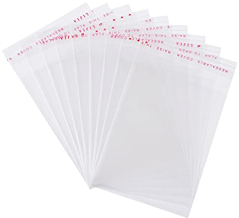 Flachbeutel Transparent Größe 18x24 cm Selbstklebende Plastiktütchen Durchsichtige Selbstschließende Zellophantüten mit Peel & Seal Verschluss (100, 18 x 24 cm)