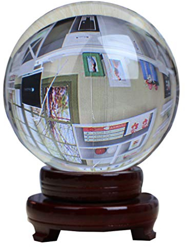 Bola de Cristal Transparente de 100MM Con Soporte de Madera Para Fotografía, Curación y Fengshui