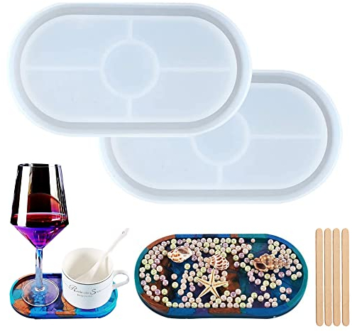ZHIQIN Untersetzer Silikonformen Epoxidharz 2 Stück Silikonform Untersetzer Resin Silikonform Resin Mold Gießformen für Resin Art Formen Untersetzer Tee Tablett DIY Basteln Haus Dekoration