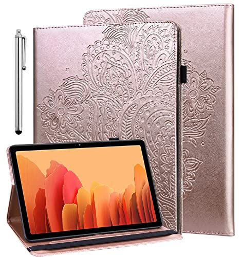 GLANDOTU Case for Samsung Galaxy Tab A8 10.5 inch 2021/2022 (SM-X200/SM-X205), Folio Flip Wallet PU Leather Cover with Stand and Pen Holder for Samsung Tab A8 Tablet Case (free Stylus Pen) - Rose gold