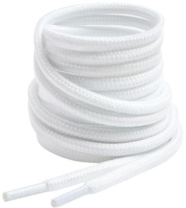 VSUDO 140 cm Lacci Bianco Rotondi per Scarponi/Stivali, Stringhe ø4 mm per Scarpe da Passeggio, White Boots Lace, Lacci per Scarpe da Lavoro/Escursionismo/Sicurezza/Trekking (1 Paio-Bianco-140cm)