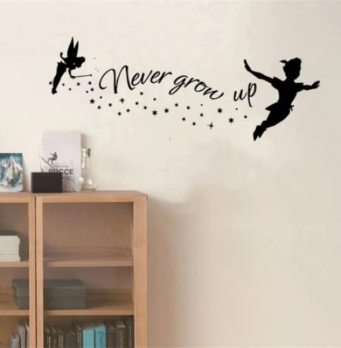 Never Grow Up Wandtattoo Peter Pan Zitat Vinylaufkleber Neverland Wandbilder Kinderzimmer Kinderzimmer Dekoration57x22cm