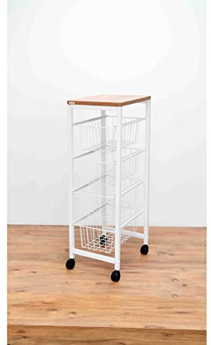 Duett Carrito Verdulero de 4 Cestas con Sobre de Madera en Color Negro, 30 x 37.5 x 88 cm, 998171 501