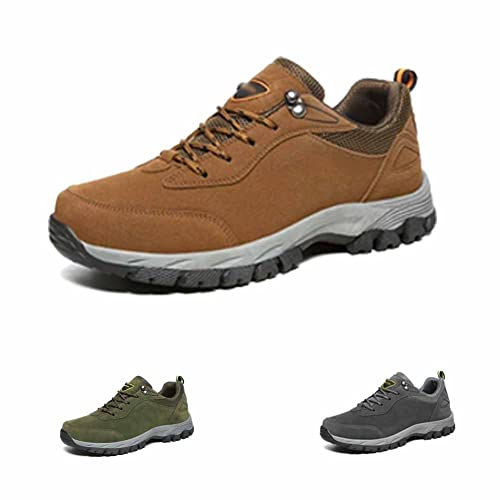 HPKJGKO Atmungsaktive Outdoor-Wanderschuhe mit guter Fußgewölbeunterstützung für Herren, rutschfeste, Bequeme Outdoor-Schuhe, orthopädische Schuhe für Herren (Braun,42)
