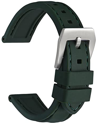 WOCCI Cinturini per Orologi Robusti, Cinturino di Ricambio in Gomma Silicone, Fibbia in Acciaio Inossidabile, 18mm 20mm 22mm 24mm