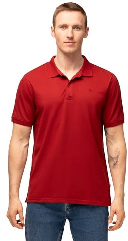 DANISH ENDURANCE Polo Uomo Manica Corta in Cotone Biologico Premium, Polo T-Shirt Uomo, Casual, 1 o 2 Paia, Rosso, M