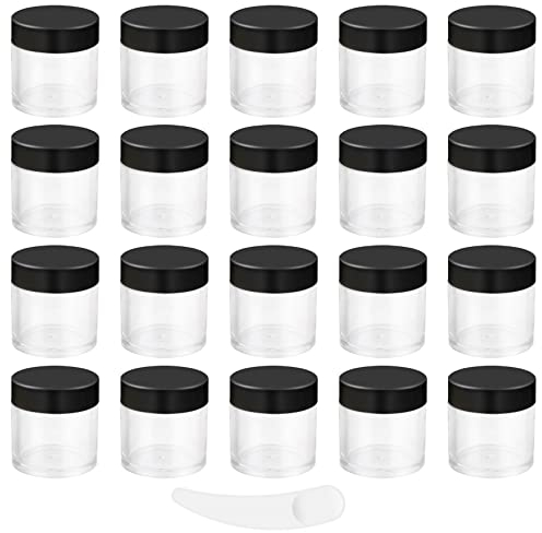 Lot de 20 pots de maquillage vides de 10 ml avec spatule pour cosmétiques, poudre à ongles, crèmes de maquillage (20 pièces, noir)