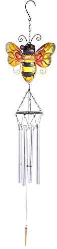 Cabilock 1 Carillon Éolien en Forme Dabeille Décoration Dintérieur Décoration Extérieure Originale Artisanat Fait Main Tube en Aluminium Verre Style Aléatoire