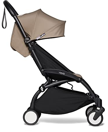 BABYZEN YOYO2 Kinderwagen (Kinderwagengestell Black und 6+ Textile Set Taupe) - Inklusive Gurt, Rückenlehne, Verdeckbügel, Schultergurt, Aufbewahrungstasche, Sitzpolster und farbgleichem Verdeck
