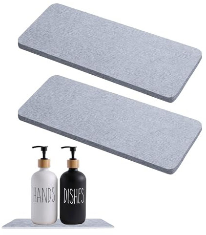 Wasserabsorbierenden Diatomit-Untersetzer 2 Stück, Wasserabsorbierendes Steintablett, Kieselgur Saugfähige Untersetzer für Handseifenbecher, Getränkeflaschen, Pflanzen und Kosmetikflaschen