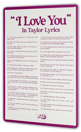 Metall-Blechschild I Love You in Musics, Taylor Lyrics, Geschenk, Raumdekoration, ästhetisches Musikalbum, Taylor, Wandkunst, 20,3 x 30,5 cm