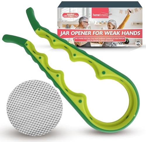 SOL Jar Opener for Weak Hands and Seniors – Easy Grip Non-Slip Lid and Bottle Opener Tool with Rubber Gripper Pad – Kitchen Gadget for Elderly, Home Use, Screw Top Remover, Twist Off Jar Opener