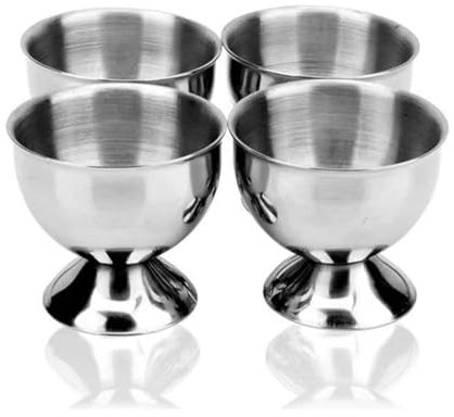 Soulnioi Eierbecher-Set in 4, Edelstahl-Eierhalter, gekochte Eierhalter, für gekochte Eier, kürzere Tasse