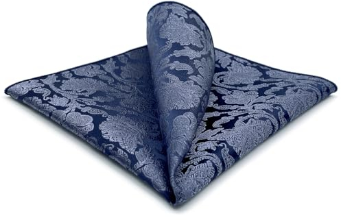 S&W SHLAX&WING Einstecktuch für Herren Weltraumblau mit hellstahlblauem Blumenmuster für Anzug