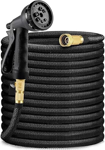 100FT - 200FT & 250FT Expandable Water Hose Pipe + Multi Spray Gun | 3 Times Expanding Hose | Durable & Flexible Magic Pipe + Premium Brass Fittings | Ideal for Garden, Car & Pet Wash (200 ft Black)