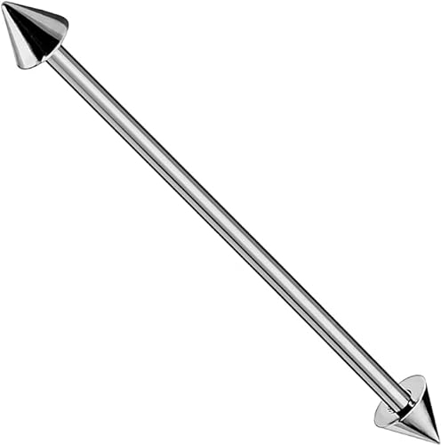 GBJUK Industrial Barbell Scaffold Piercing Bar 316L Surgical Steel 1.6mm x 40mm with Spiked Ends
