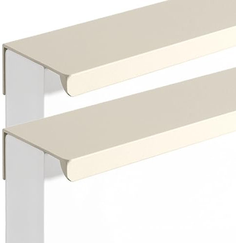 JIALUO0318 Furniture Pull Aluminium Alloy Invisible Handles Concealed Pull Kitchen Cupboard Handles Sliding Finger Edge Pull Door Knob Cabinet Handle Drawer Handles 2 Piece (Beige,Length 120mm)