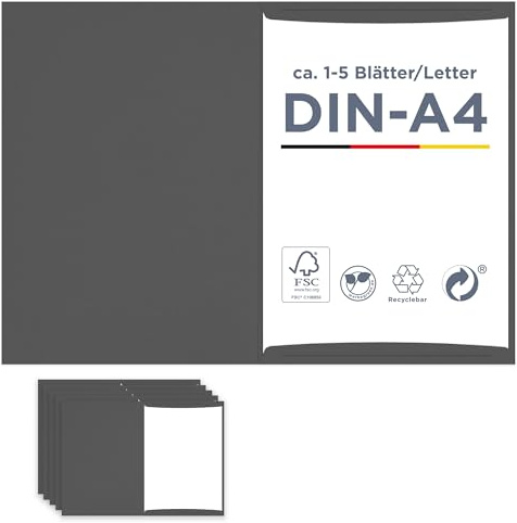 25 x Urkundenmappe für A4 dunkelgrau, FSC® MIX 70%, stabile Dokumentenmappe 320g/m² Karton, hochwertig Made in Germany, Kondolenzmappe, Zeugnisse, Zertifikate, Auszeichnungen, vom Hersteller Werbegrün