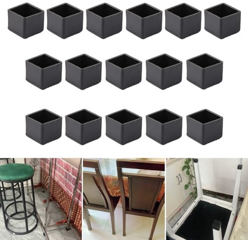 Lot de 16 protections carrées en silicone pour pieds de chaise, 25 x 25 mm, capuchons de pieds de chaise, capuchons de pieds de meubles, capuchons de pieds de tabouret pour éviter les rayures sur le