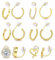 MILACOLATO 6 Paare Clip Creolen für Damen 14K Gold Plattiert Gefälschte Ohrringe Herz CZ Twist Klipp Ohrclips Ohne Ohrlöcher