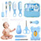 Babypflege Set, HyAdierTech Baby Erstausstattung Pflegeset, 12Pcs Baby Healthcare Kit, Babypflegeset, Badethermometer Nasensauger Kamm Nagelschere Baby Erstausstattung Pflegeset (blue)
