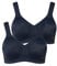 Ulla Popken Damen Mikrofaser, 2er-Pack, ohne Bügel, vorgeformte Cups BH, Nachtblau, 90B