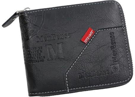 MWAYOYTE Portafogli Porta della Carta del Portafoglio da Uomo con Cerniera-Nero
