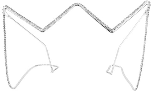 TENDYCOCO Half Frame Glitzernde Brillenfassung Für Frauen Mit Kette Punk-inspirierte Dekorative Rhinestone-brille Gläser Und Langlebig