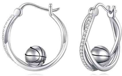 POPLYKE POPLYKE Basketball-Ohrringe für Frauen Sterling Silber Basketball Hoop Ohrringe Sport Schmuck Geschenk für Frauen (Basketball)