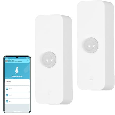 MOES WiFi Bewegungsmelder – Kabelloser Bewegungssensor für Smart Home Sicherheit, Keine Hub-Erforderlich, Kompatibel mit Smart Life/Tuya APP,Alexa, 2 Stück