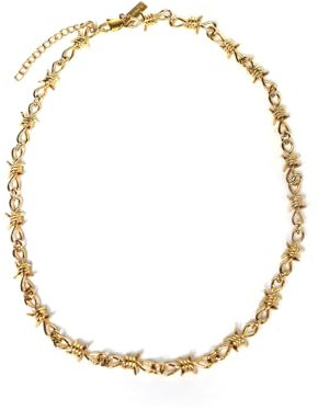 UNSHINEBAR Barbed Wire Halskette für Herren und Damen - Streetwear Stacheldraht aus Edelstahl und 18K Gold - Wasserfeste 5mm Breite Stachel