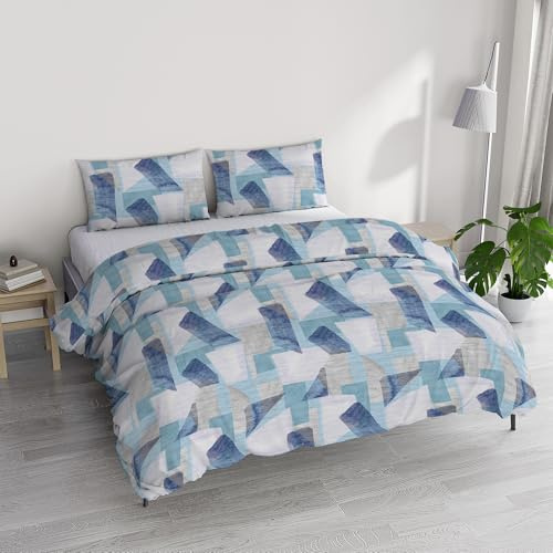 Italian Bed Linen River Cotton Double Duvet Cover Set, Made in Italy – Duvet Cover Set – Duvet Cover 250 x 200 cm with Double Flap and 2 Pillow Cases (Double, Milk)