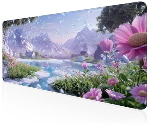 Tapis de Souris Gamer Le Monde des rêves Grand Tapis de Souris XXXL de Jeu avec Bords Surpiqués et Dos Antidérapant, sous-Main pour Clavier et Souris, Tapis de Bureau Multifonctionnel 100x50 CM -253