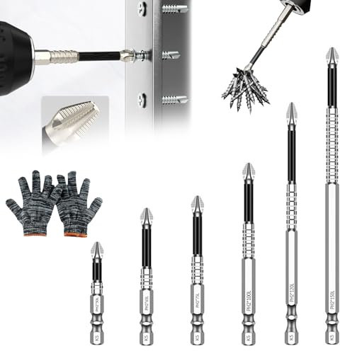 High-Magnetic Screwdriver Drill Bit Set, 6PCS Magnetic Drill Bits,Anti-Slip Screw Driver Bits, Bit Holder for Impact Driver, Magnetic Screwdriver Bits for 50 65 75 100 120 150mm (Style B)