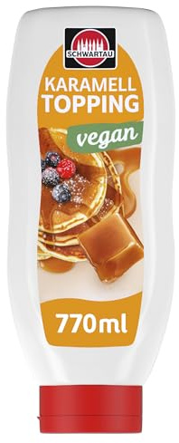 Schwartau Karamellsauce | Vegan | Topping für Eis & Desserts | 770 ml | Warm & kalt verwendbar | Für Waffeln, Gebäck & Joghurt | Auch für Heißgetränke & Shakes | Einfach dosierbar | Großpackung