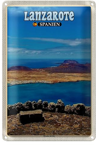 Lanzarote | Spanien | Blechschild | Dekoration | Retro-Stil | 12 cm x 18 cm