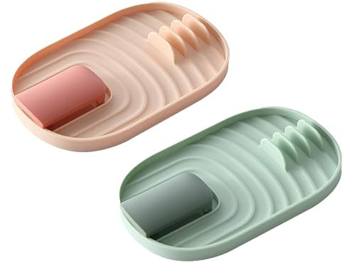 LEMLIN Lot de 2 supports multifonctions pour couvercles de casseroles, cuillères et couverts, repose-cuillère dans un seul compartiment pour couvercle, spatule, ustensiles