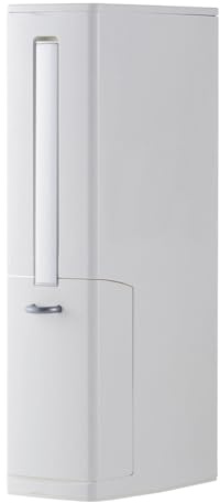 Pqahffowr Bathroom Trash Can, Toilet Brush Set, Small Trash Can, Ultra-Thin Plastic Trash Can with Lid White