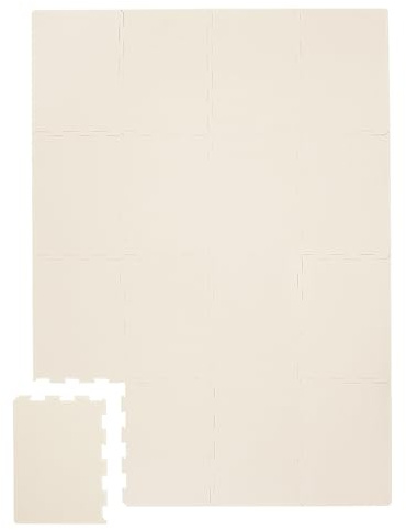 3 Sprouts Puzzlematte Baby, Schaumstoff, wasserabweisend, Creme | weiche Bodenfläche für Krabbeln und Rollen Elemente verbinden sich flexibel abwischbar, angenehm und leicht verstaut