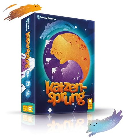 Funbot | Katzensprung | Lustiges Kartenspiel für Familien & Kinder ab 8 Jahren | 2–6 Spieler | Einfach Lernen, schnell Spielen | Mit süßen Katzen-Illustrationen | Für Reisen & Spieleabende | deutsch