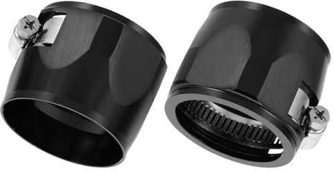 sourcing map 2pcs 50mm Hose Finisher Clamp Aluminium Hex Car Hose Finisher Flexible Pipe Clamps with Screw Band for Fuel Gas Oil Air Water Tube, Black