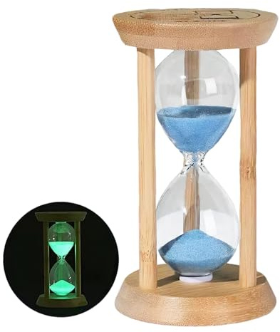 Aezzybe Sanduhr 10 Minuten mit Leuchtfunktion, Blaue Mini-Sanduhr Timer hochtransparentes borosilikatglas für kinderzahnbürsten, Kochen in der küche, spielzeit und zeitmanagement dekoratio