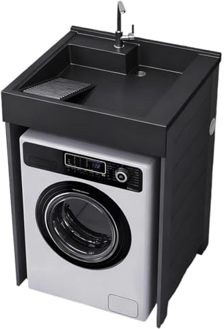 PP-Vic Mueble Para Lavadora 2 En 1, Soporte Vertical Resistente Para Lavadora,Mueble Para Lavadora Con Balcón Con Fregadero, Mueble Para Lavadora Que Ahorra Espacio Para Almacenamiento,70x70cm