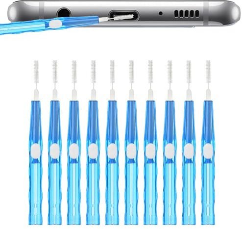 Phone Port Cleaning Kit Charger Port Anti Clogging Brushes 0.7mm 10 Pcs | For iPhone Charging Sockets Soft Spiral Dust Debris Remover Tool Set in Blue by Horyue
